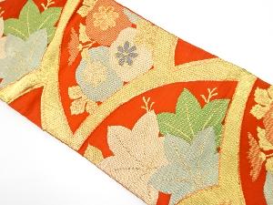 アンティーク 楓に万寿菊模様織り出し袋帯(着用可)